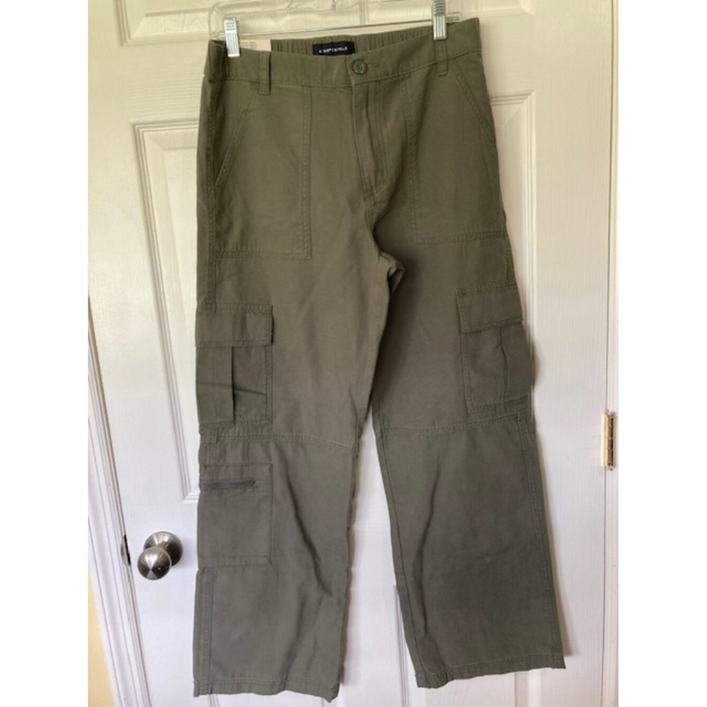 Aero Aeropostale Utility Cargo Pants M New Green Mid Rise Straight Relaxed Y2K